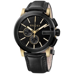 Unisex Swiss G-Chrono XL Black Leather Strap Watch 44mm YA101203