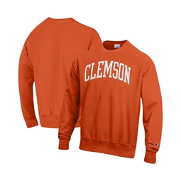 Mens Orange Clemson Tigers Arch Reverse Weave Pullover Sweatshirt