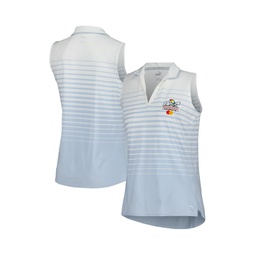 Womens Light Blue Arnold Palmer MATTR Stripe Sleeveless V-Neck Polo Shirt