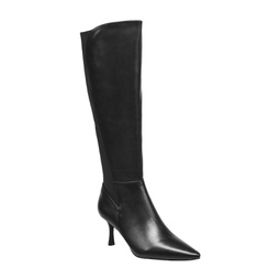 Womens Logan Leather Pointed Toe Straight Boots