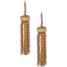 Gold-Tone Woven Link Tassel Drop Earrings