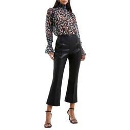 Womens Claudia Faux-Leather Kick-Flare Pants