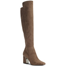 Womens Cilli Square-Toe Knee-High Dress Boots