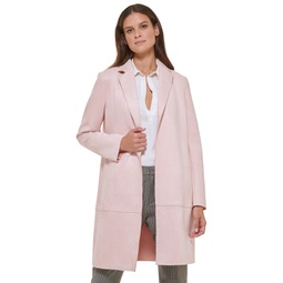 Womens Notched Collar Open-Front Jacket