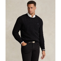 Mens Big & Tall Cable-Knit Wool-Cashmere Sweater
