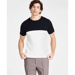 Mens Regular-Fit Colorblocked Sweater-Knit T-Shirt