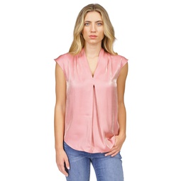 Womens Iridescent Pleated Top