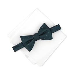 Mens Brookes Dot-Pattern Bow Tie & Solid Pocket Square Set