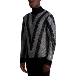 Karl Lagerfeld Mens Jacquard Quarter Zip Sweater