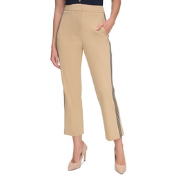 Womens Side-Striped Ankle Pants