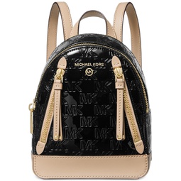 Brooklyn Logo Embossed Patent Extra Small Convertible Crossbody Backpack