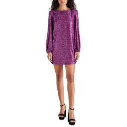 Womens Delorean Sparkling Puff-Sleeve Mini Dress