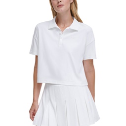 Womens Tech Pique Short-Sleeve Cropped Polo Shirt