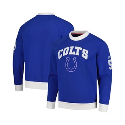 Mens Royal White Indianapolis Colts Reese Raglan Tri-Blend Pullover Sweatshirt