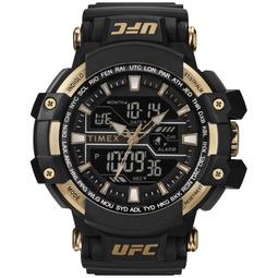 UFC Mens Combat Analog-Digital Black Resin Watch 53mm