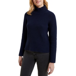 Womens Ribbed Cotton Turtleneck Sweater
