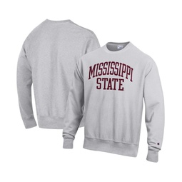 Mens Heathered Gray Mississippi State Bulldogs Arch Reverse Weave Pullover Sweatshirt