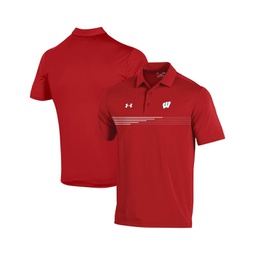 Mens Red Wisconsin Badgers Tee To Green Stripe Polo Shirt