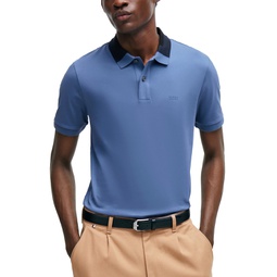 Mens Color-Blocked Collar Slim-Fit Polo Shirt