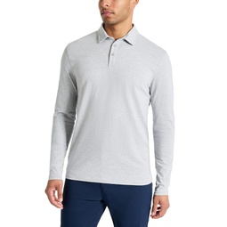 Mens 4-Way Stretch Heathered Long-Sleeve Pique Polo Shirt