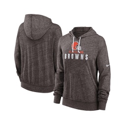 Womens Brown Distressed Cleveland Browns Plus Size Gym Vintage-Like Pullover Hoodie