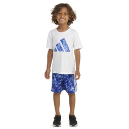 Little & Toddler Boys Short-Sleeve Logo T-Shirt & 3-Stripes Shorts 2 Piece Set