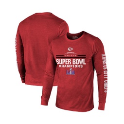 Mens Red Kansas City Chiefs Super Bowl LVIII Champions Tri-Blend Long Sleeve Hit T-shirt