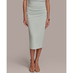 Womens Ruched Jersey Midi Skirt
