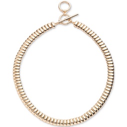 Gold-Tone Ribbed Collar Necklace 16 + 3 extender