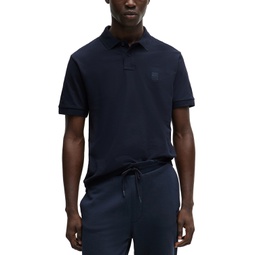 Mens Logo Patch Slim-Fit Polo Shirt