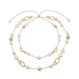 Gold-Tone Crystal & Imitation Pearl 26 Adjustable Layered Necklace