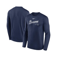 Mens Navy Atlanta Braves Authentic Collection Practice Performance Long Sleeve T-Shirt