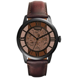 Mens Automatic Townsman Dark Brown Leather Strap Watch 44mm ME3098