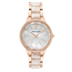 Rose Gold-Tone and Pearlescent White Bracelet Watch 37mm