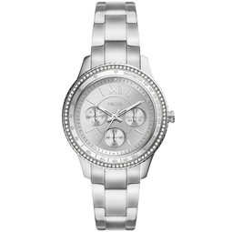 Womens Sport Multifunction Silver Tone Stainless Steel Bracelet Watch 37mm