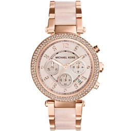 Womens Chronograph Parker Blush and Rose Gold-Tone Stainless Steel Bracelet Watch 39mm MK5896