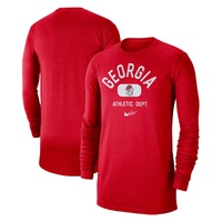 Mens Red Georgia Bulldogs Textured Long Sleeve T-shirt