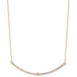 Gold-Tone Pave Curved Bar Statement Necklace 16 + 3 extender