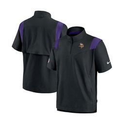Mens Black Minnesota Vikings Sideline Coaches Short Sleeve Quarter-Zip Jacket