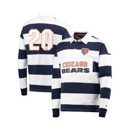 Mens Navy White Chicago Bears Varsity Stripe Rugby Long Sleeve Polo Shirt
