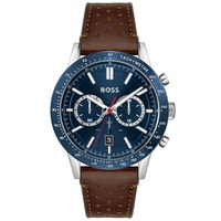 BOSS Allure Mens Chronograph Brown Leather Strap Watch 44mm