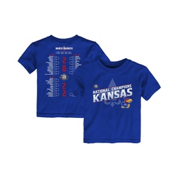 Toddler Girls and Boys Royal Kansas Jayhawks 2022 NCAA Mens Basketball National Champions Bracket T-shirt