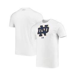 Mens White Notre Dame Fighting Irish School Logo Performance Cotton T-shirt