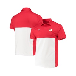 Mens Red White Maryland Terrapins 2022 Blocked Coaches Performance Polo Shirt