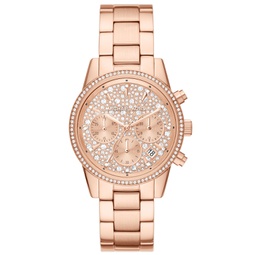 Womens Ritz Chronograph Rose Gold-Tone Stainless Steel Bracelet Watch 37mm
