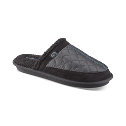 Mens Happy Camper Quilted Fleece-Lined Mule Slippers