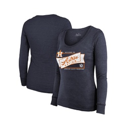 Womens Threads Navy Houston Astros 2022 American League Champions Tri-Blend Long Sleeve Scoop Neck T-shirt