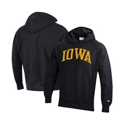 Mens Black Iowa Hawkeyes Team Arch Reverse Weave Pullover Hoodie