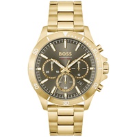 Boss Mens Troper Quartz Fashion Chronograph Ionic Plated Gold-Tone Steel Watch 45mm