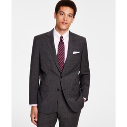 Mens Classic-Fit Stretch Pinstripe Wool Blend Suit Jackets